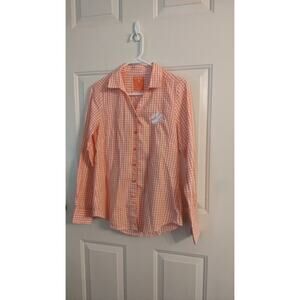 Clemson Women's Antigua Gingham Butron Down Shirt, Small